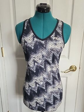 FILA Women's Black, Gray and White Patterned Athletic Tank